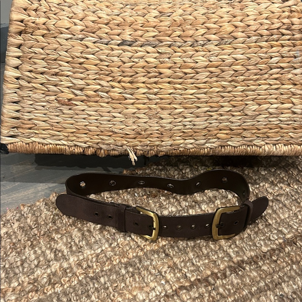 Barbara Bui Brown Double Buckle Veritable Leather Belt Size 85